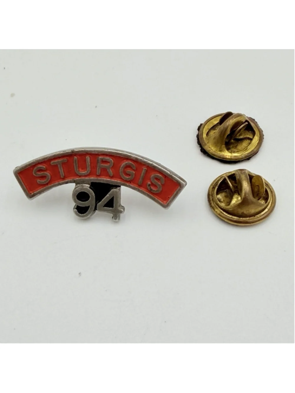 1994 STURGIS Motorcycle Rally Hat Vest Jacket Lapel Pin Red Enamel